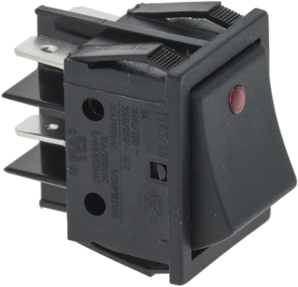 Schalter 2 - Polig Schwarz 16A 250V