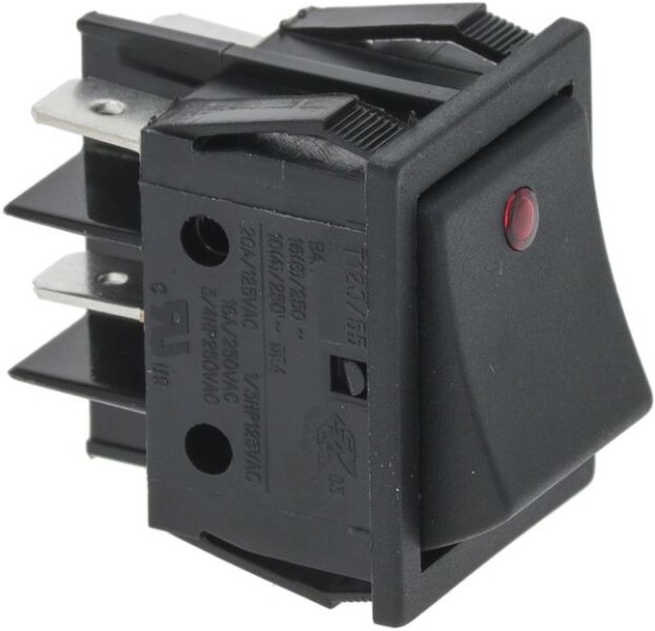 Wippenschalter 2-Polig Schwarz 16A Max.Temperatur 120°C | LELIT Ersatzteile