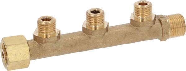 Verteilerblock 3/8" M–F + 3× 1/4" M (130 mm) | Wega Ersatzteile