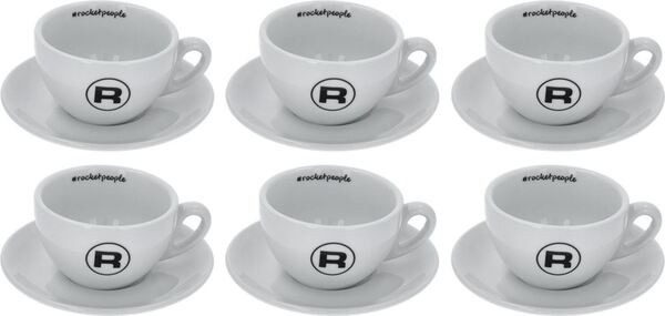 6 Cappuccino - Tassen Weiss Rocket Hashtag