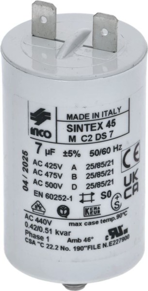 KONDENSATOR 7 µF 440 V~ FÜR MOTOR 230 V | Sanremo Ersatzteile