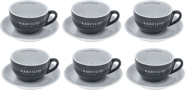 6 Tassen Porzellan Latte Art Grau