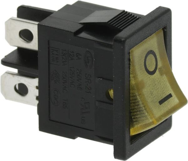 Schalter 2-Polig Gelb 16A 250V mit Signallampe | Brasilia Ersatzteile