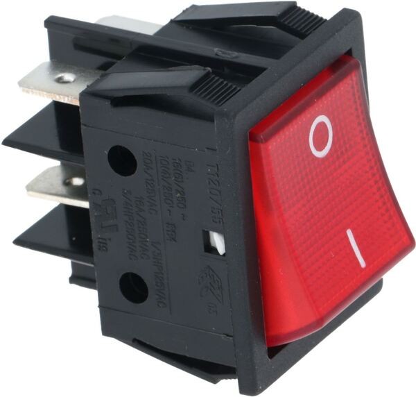 2-poliger Schalter, Rot, 10A / 250V | Astoria Ersatzteile