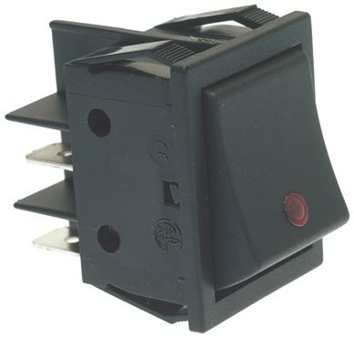 Schwarzer Schalter mit Rotem Licht | Wega Ersatzteile